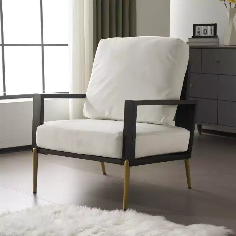 Fauteuil en velours en métal et hévéa Mid-Century Modern
