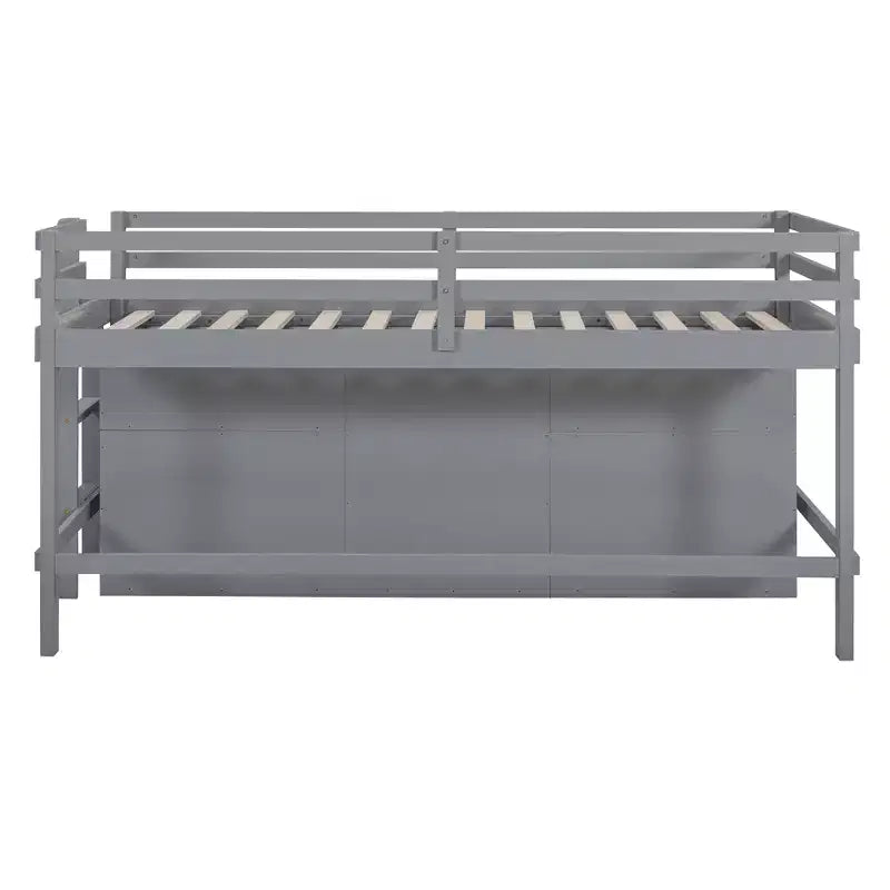 Lit mezzanine double de design moderne avec 4 tiroirs, armoire basse et étagères