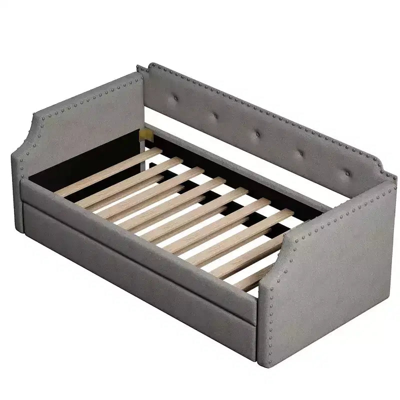 Lit de repos gigogne rembourré, taille simple, avec sommier à lattes en bois, cadre rembourré pour canapé-lit