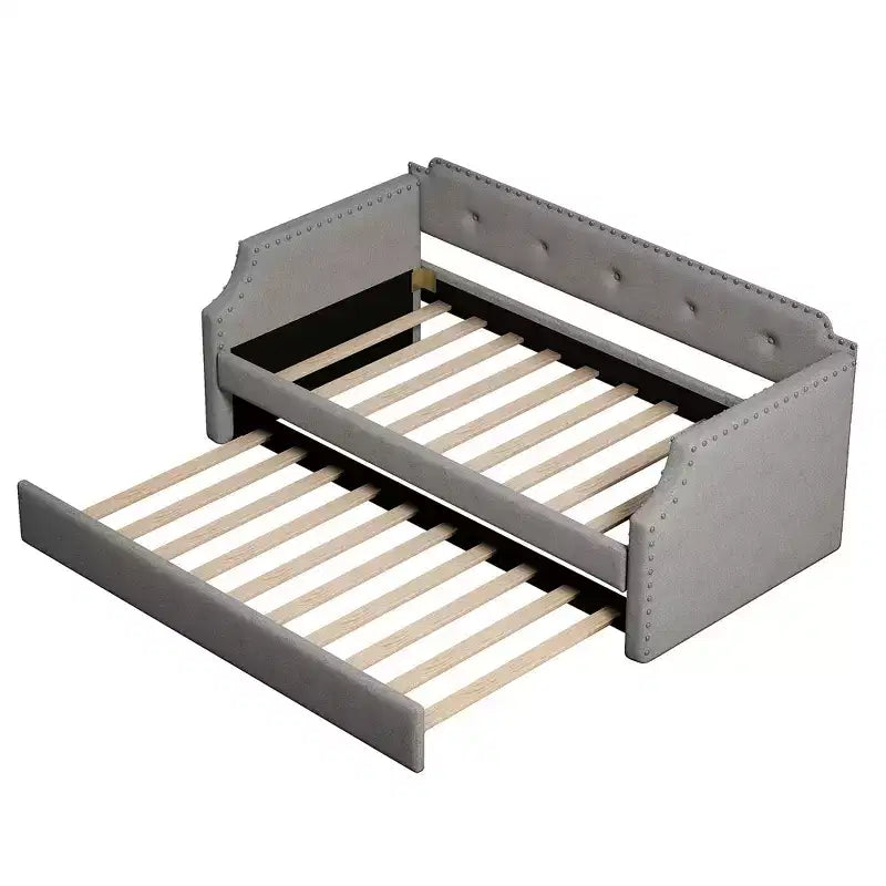 Lit de repos gigogne rembourré, taille simple, avec sommier à lattes en bois, cadre rembourré pour canapé-lit