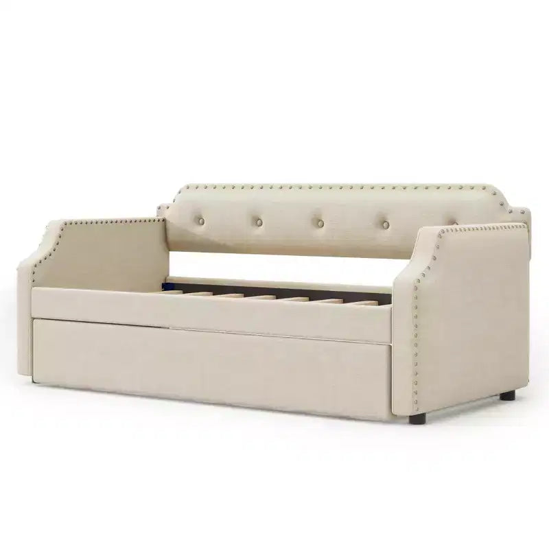 Lit de repos gigogne rembourré, taille simple, avec sommier à lattes en bois, cadre rembourré pour canapé-lit