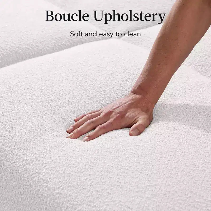 Canapé-lit futon incurvé convertible, tissu bouclette à dossier séparé