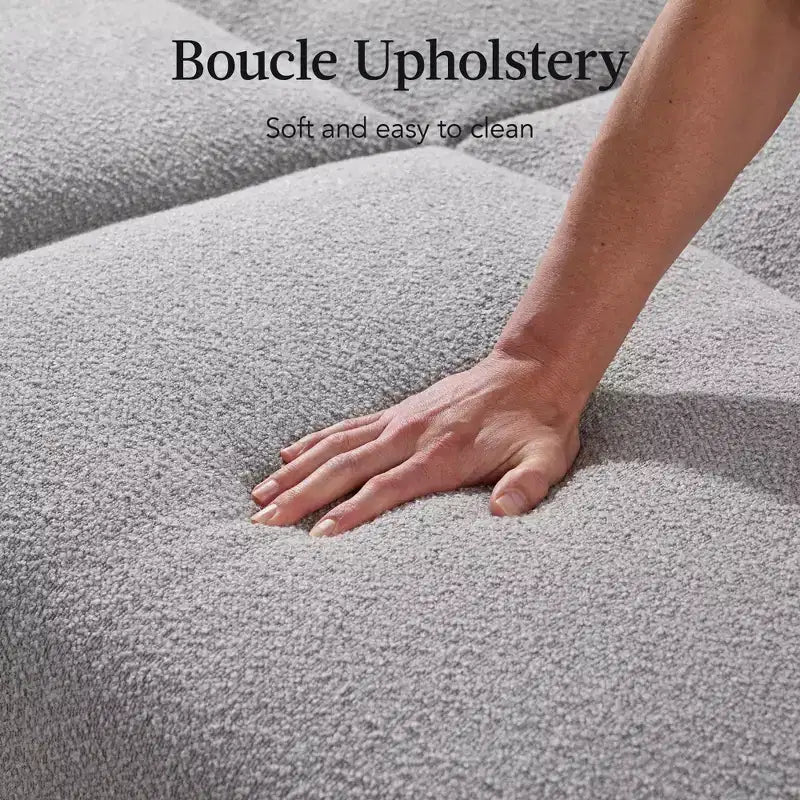 Canapé-lit futon incurvé convertible, tissu bouclette à dossier séparé