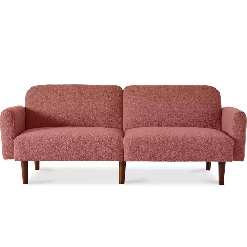 Canapé-lit futon incurvé convertible, tissu bouclette à dossier séparé