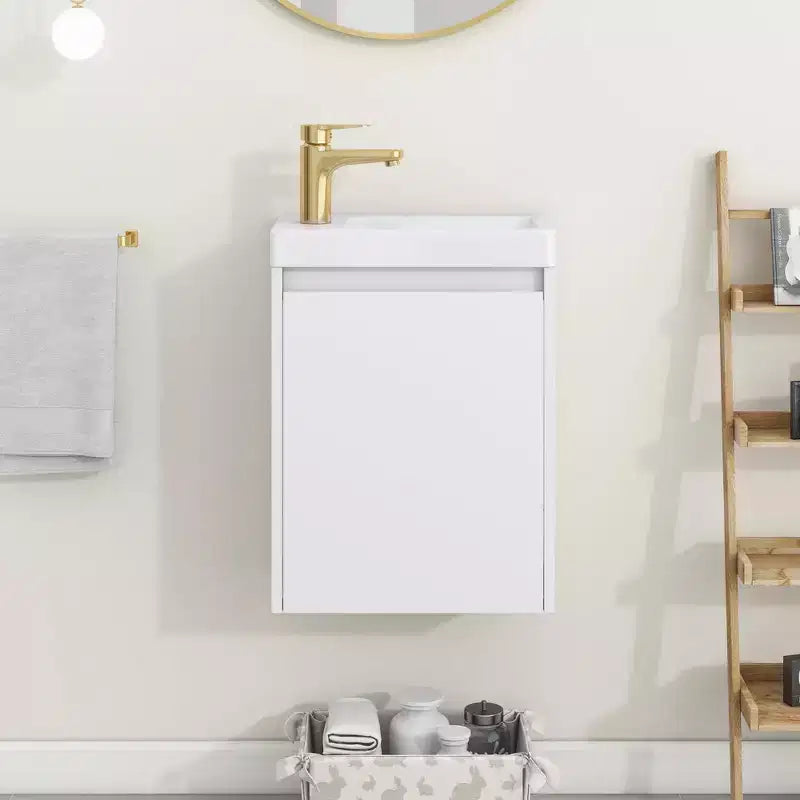Meuble-lavabo de salle de bain avec évier, meuble-lavabo avec portes à fermeture amortie, meuble de salle de bain mural flottant avec évier pour petit espace