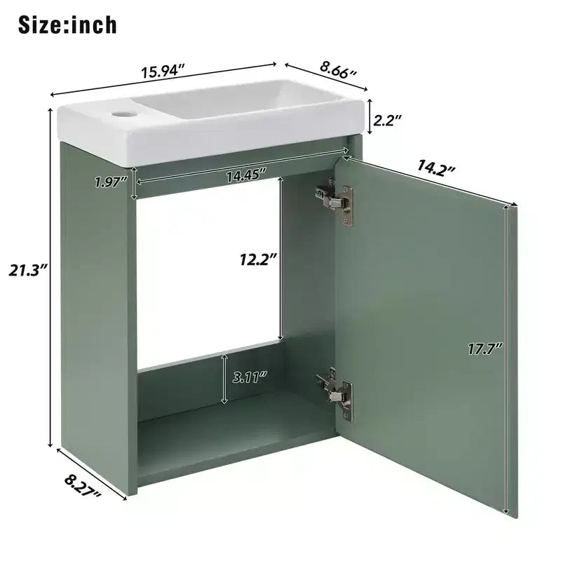 Meuble-lavabo de salle de bain avec évier, meuble-lavabo avec portes à fermeture amortie, meuble de salle de bain mural flottant avec évier pour petit espace