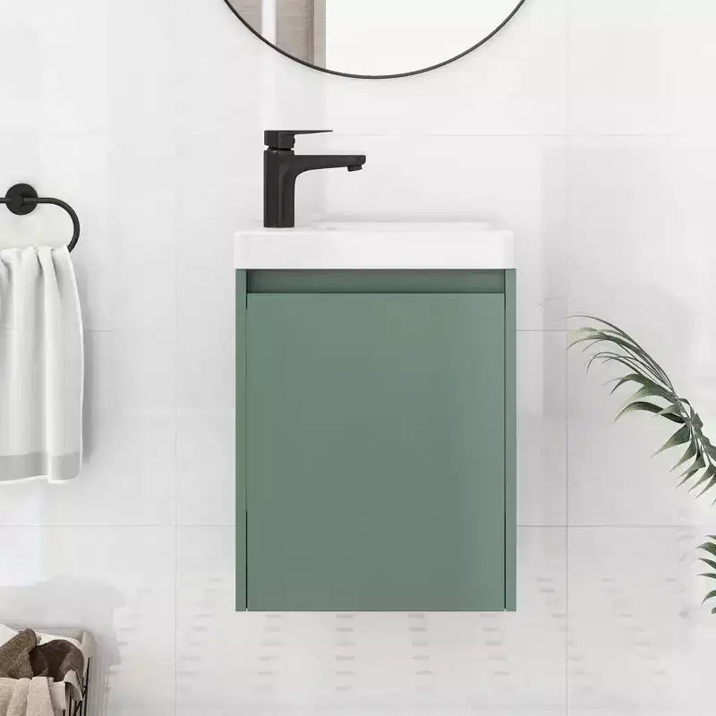 Meuble-lavabo de salle de bain avec évier, meuble-lavabo avec portes à fermeture amortie, meuble de salle de bain mural flottant avec évier pour petit espace
