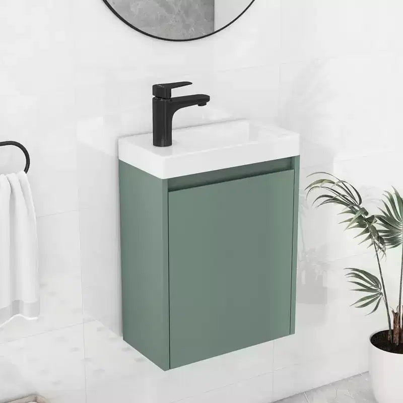 TROPOW 16 Bathroom Vanity with Sink Combo, Vanity Cabinet with Soft-Close Doors, Wall Bathroom Cabinet Floating Vanity Sink for Small Space