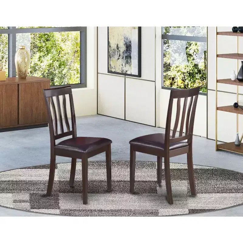 HomeStock Kitchen Dining Chair Cappuccino Solid Wood Seat Modern Style