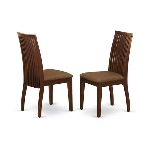 HomeStock Belmont 2 Dining chair with Linen Fabric Fabric Sea in Mahogany finish
