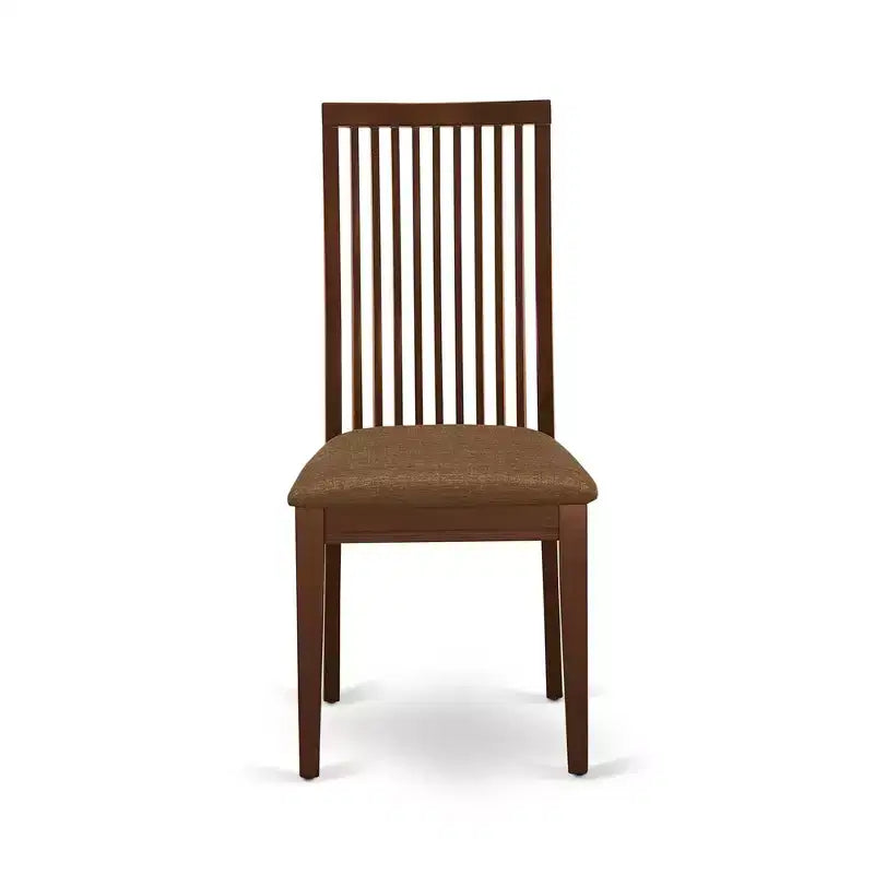 2 chaises de salle à manger en lin avec finition acajou