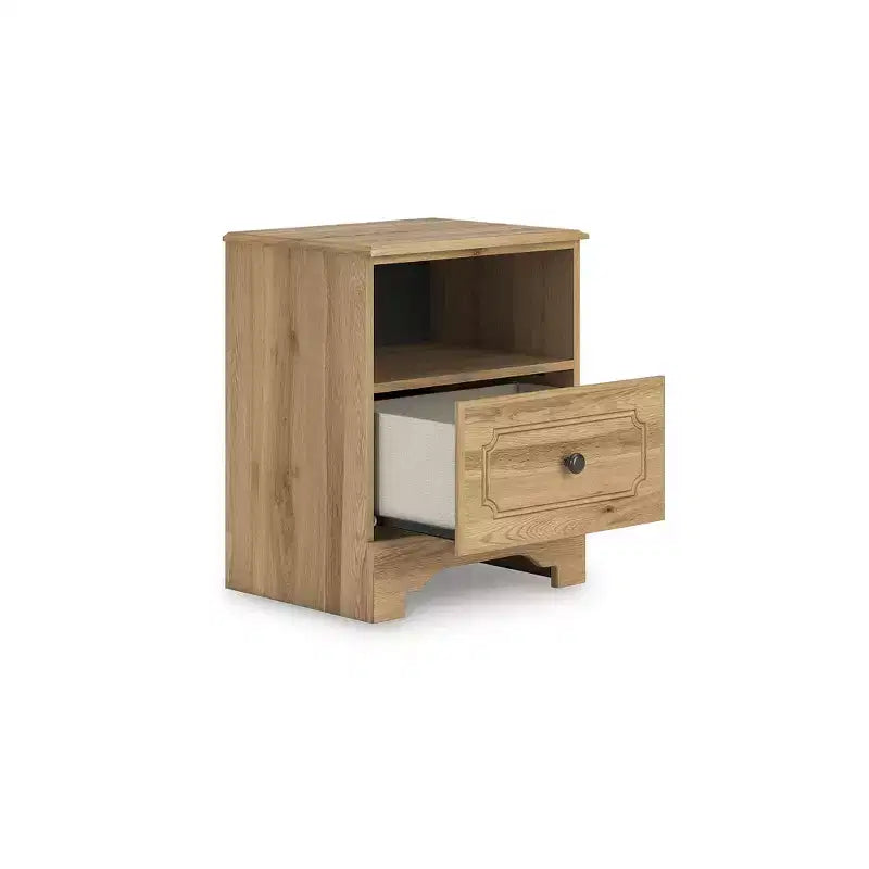 Table de chevet - Fini grain de chêne brun chaud