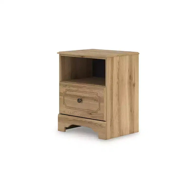 Table de chevet - Fini grain de chêne brun chaud
