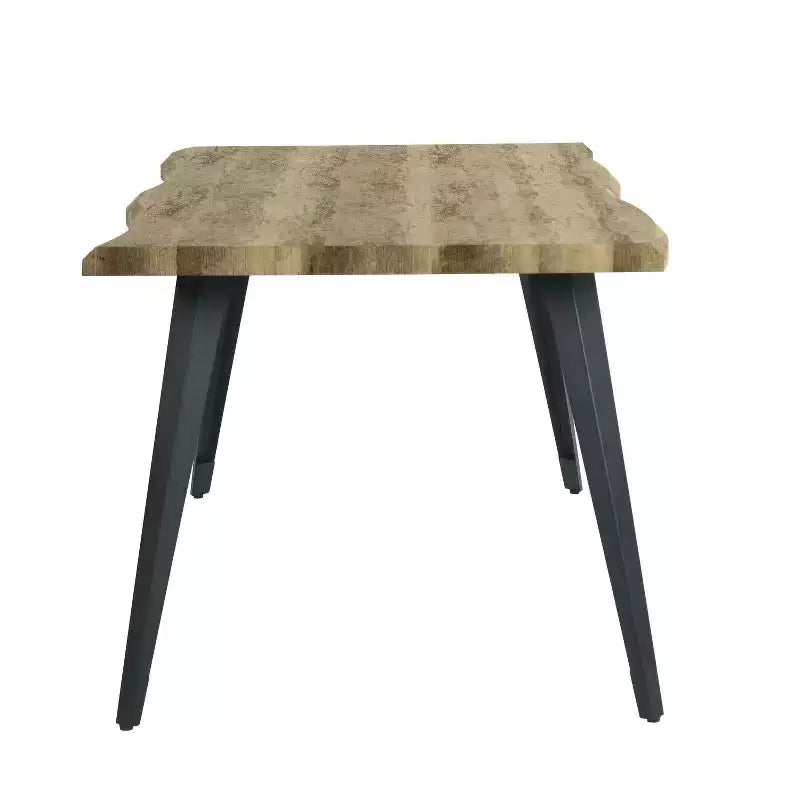 Table à manger rectangulaire 6 places, aspect bois moderne avec pieds en métal noir