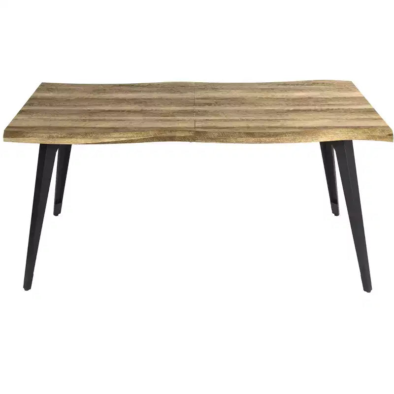 Table à manger rectangulaire 6 places, aspect bois moderne avec pieds en métal noir