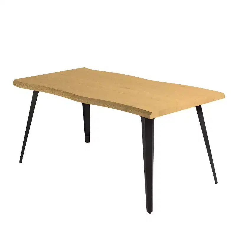 Table à manger rectangulaire 6 places, aspect bois moderne avec pieds en métal noir