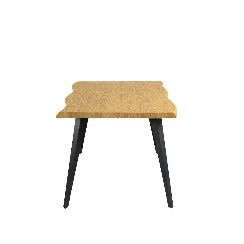 Table à manger rectangulaire 6 places, aspect bois moderne avec pieds en métal noir