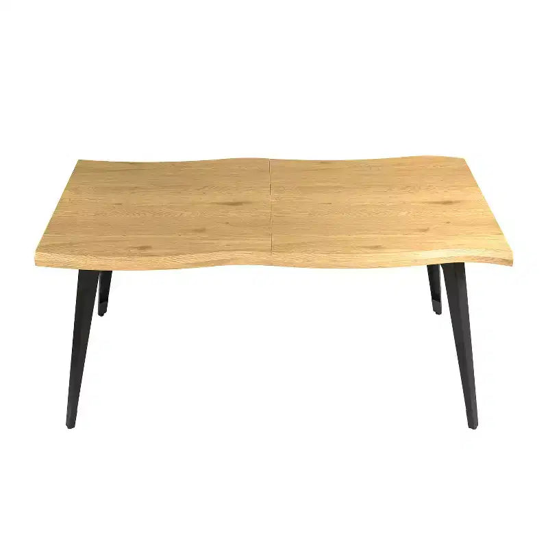 Table à manger rectangulaire 6 places, aspect bois moderne avec pieds en métal noir