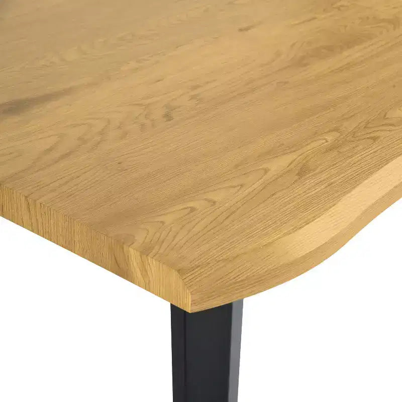 Table à manger rectangulaire 6 places, aspect bois moderne avec pieds en métal noir