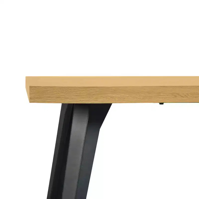 Table à manger rectangulaire 6 places, aspect bois moderne avec pieds en métal noir