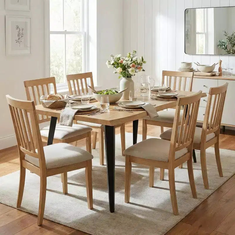 Homy Casa 63 Rectangular Dining Table for 6, Modern Wood Look Table with Black Metal Legs