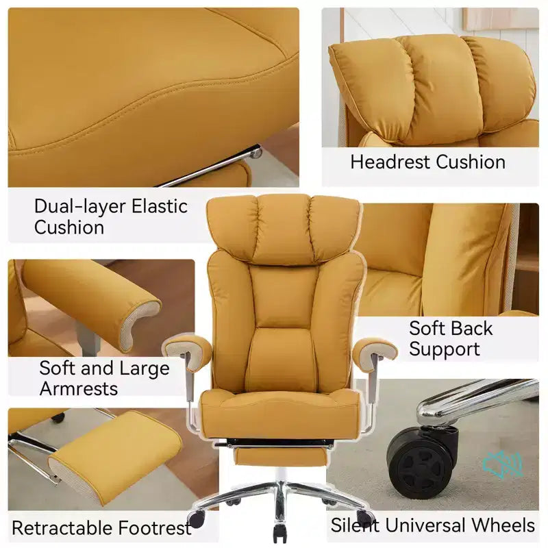 Fauteuil de bureau ergonomique 450 lbs avec repose-pieds, Fauteuil de direction en cuir PU à dossier haut avec support lombaire et accoudoirs réglables