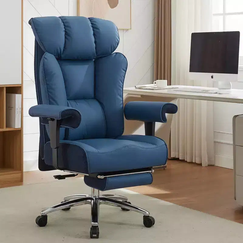 Fauteuil de bureau ergonomique 450 lbs avec repose-pieds, Fauteuil de direction en cuir PU à dossier haut avec support lombaire et accoudoirs réglables