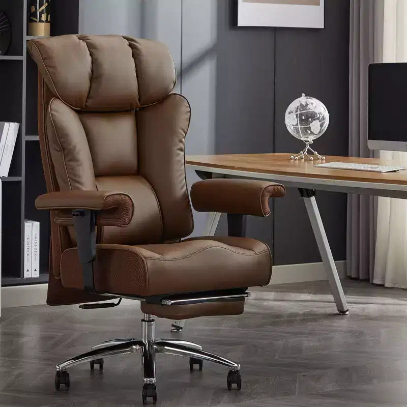 Fauteuil de bureau ergonomique 450 lbs avec repose-pieds, Fauteuil de direction en cuir PU à dossier haut avec support lombaire et accoudoirs réglables