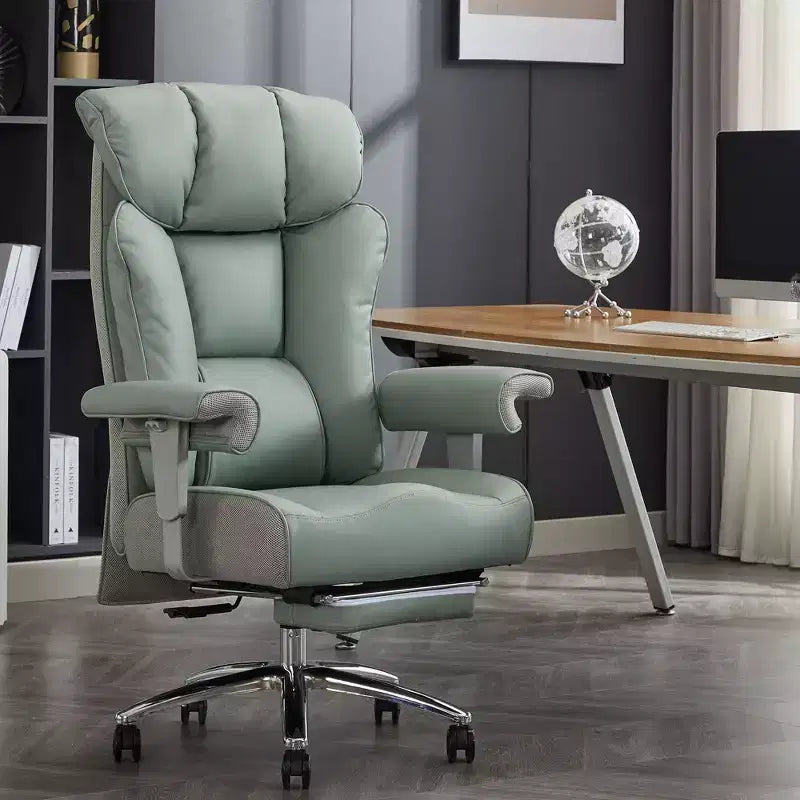 Fauteuil de bureau ergonomique 450 lbs avec repose-pieds, Fauteuil de direction en cuir PU à dossier haut avec support lombaire et accoudoirs réglables