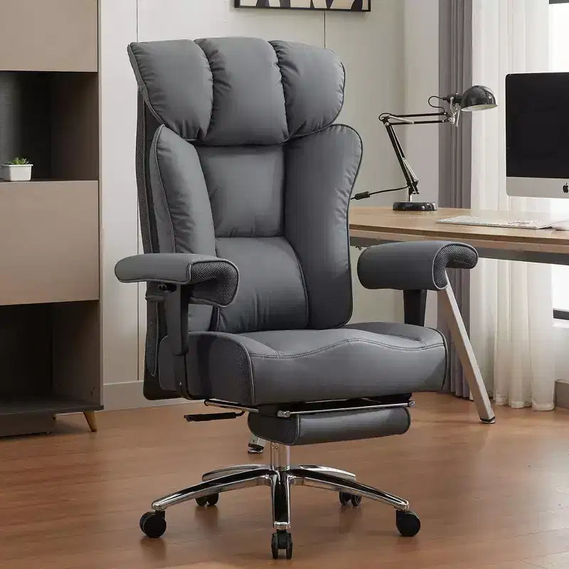 Fauteuil de bureau ergonomique 450 lbs avec repose-pieds, Fauteuil de direction en cuir PU à dossier haut avec support lombaire et accoudoirs réglables