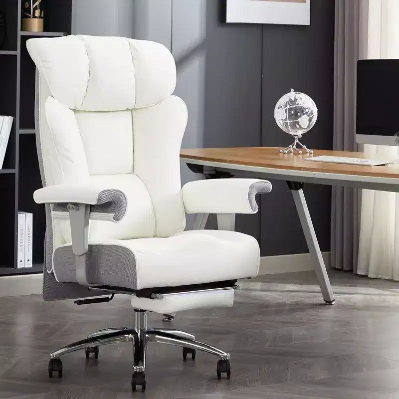 Fauteuil de bureau ergonomique 450 lbs avec repose-pieds, Fauteuil de direction en cuir PU à dossier haut avec support lombaire et accoudoirs réglables