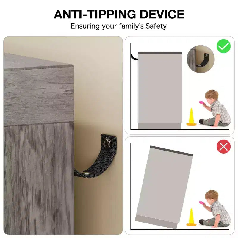 Commode en bois avec placard de rangement, Armoire de rangement avec 4 tiroirs et 2 portes