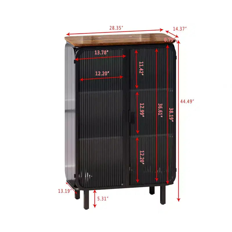 Meuble bas moderne à deux portes vitrées doté de