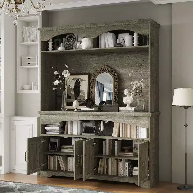 Famapy Multi-Functional Rustic Storage Cabinet,Display Cabinet & Bookcase,Living Room Storage Unit,Kitchen Pantry Hutch for Dishware Storage