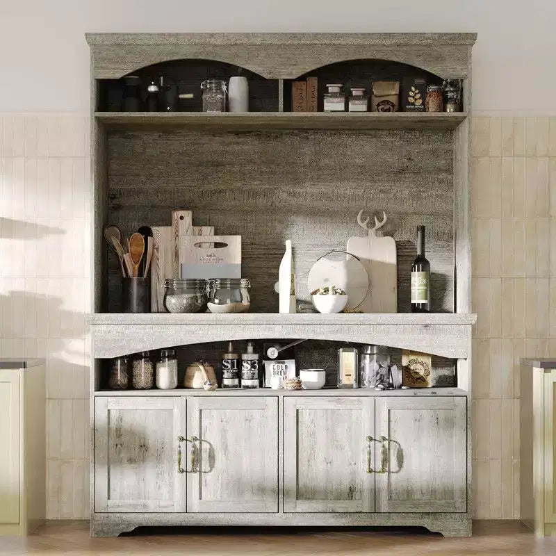 Meuble de rangement rustique multifonctionnel, Vitrine et Bibliothèque
