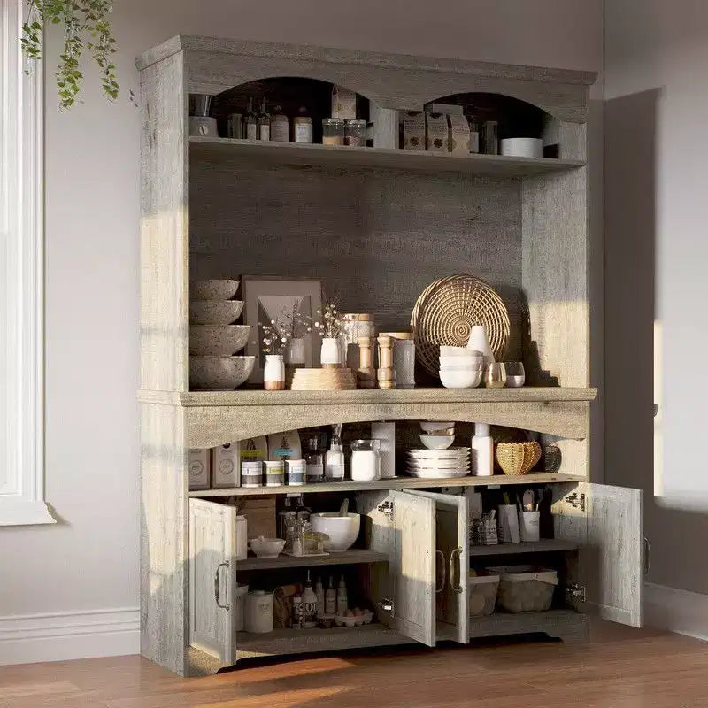 Meuble de rangement rustique multifonctionnel, Vitrine et Bibliothèque
