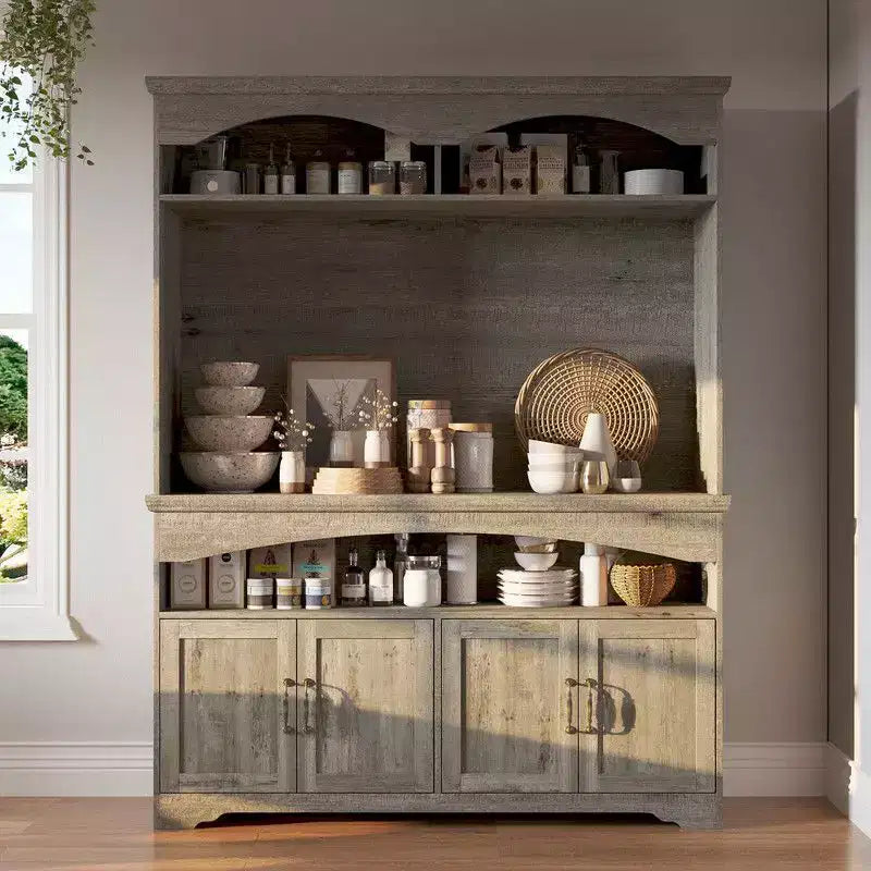Meuble de rangement rustique multifonctionnel, Vitrine et Bibliothèque