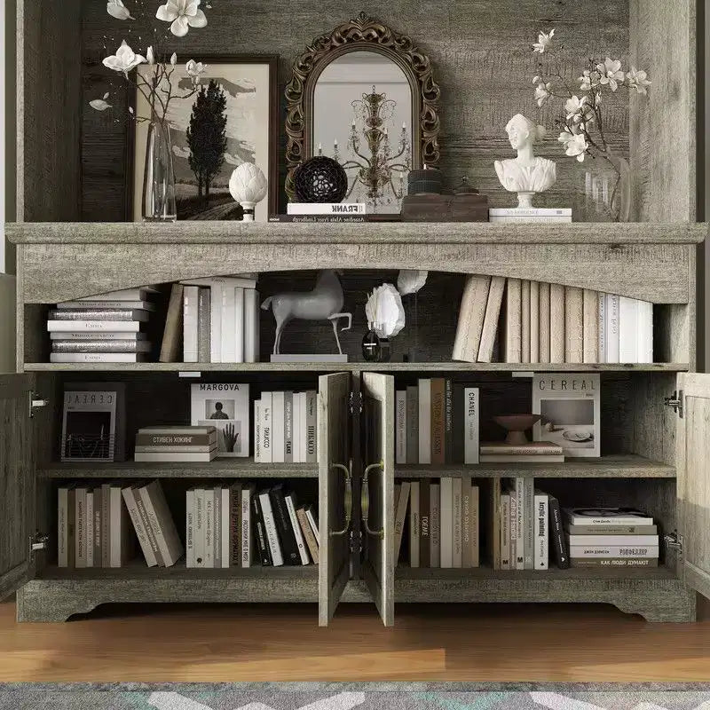 Meuble de rangement rustique multifonctionnel, Vitrine et Bibliothèque
