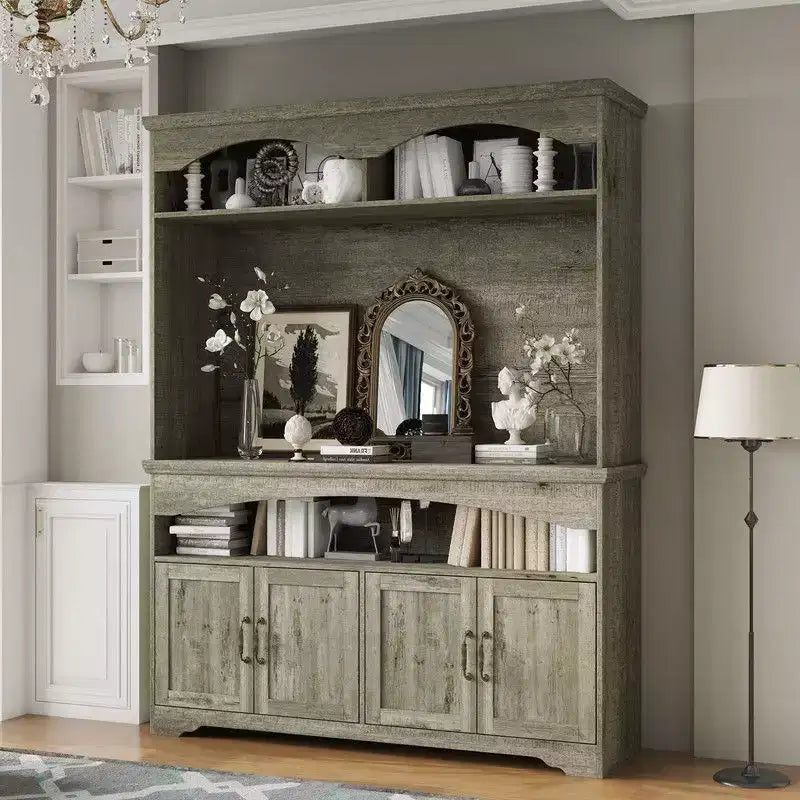 Meuble de rangement rustique multifonctionnel, Vitrine et Bibliothèque