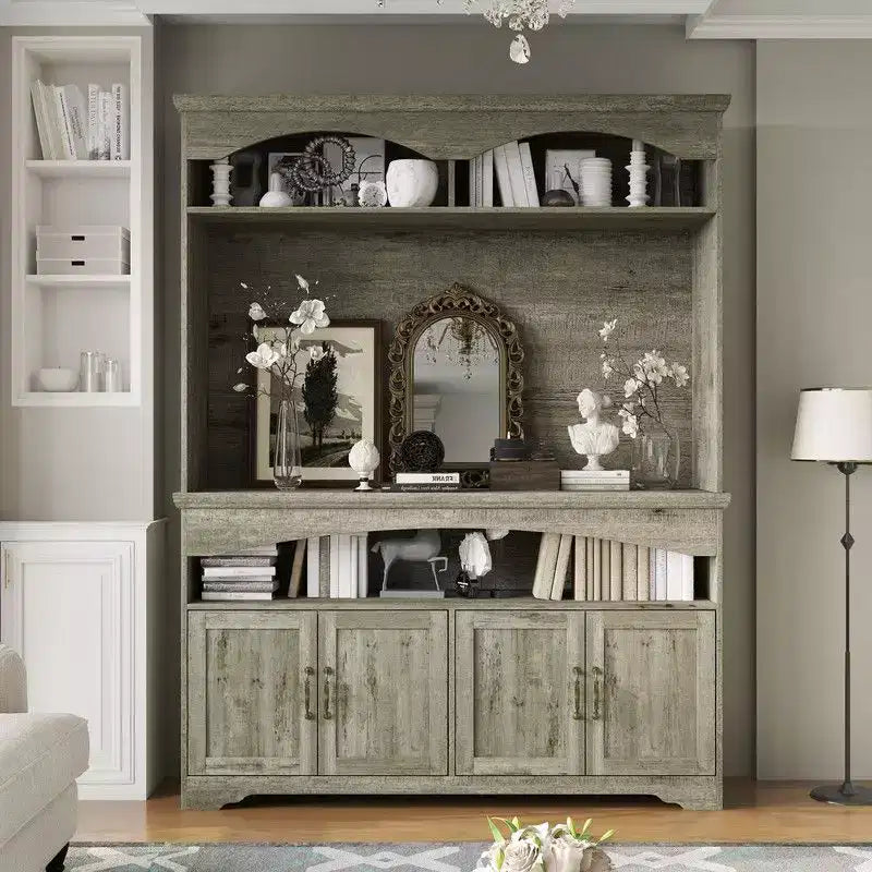 Meuble de rangement rustique multifonctionnel, Vitrine et Bibliothèque