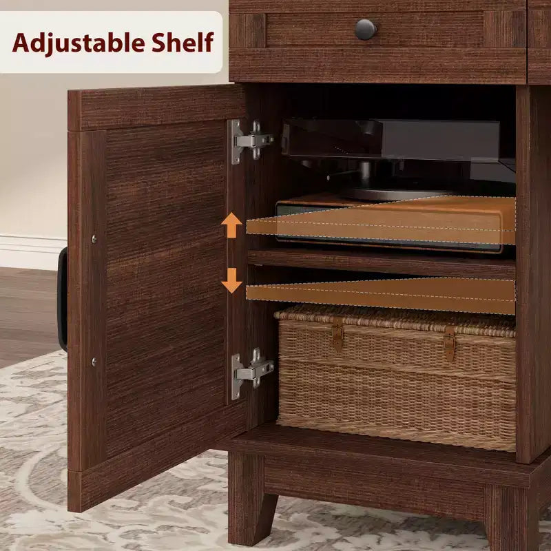 Bureau de direction avec tiroirs, bureau d'ordinateur de style rustique avec station de charge, bureau d'écriture en bois de 60 pouces avec classeur de rangement