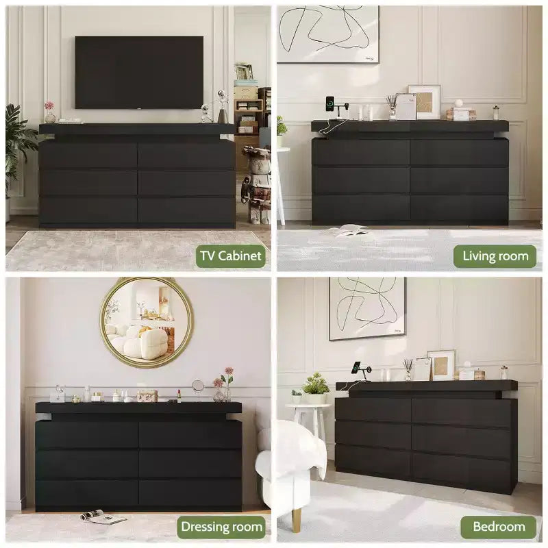 Coiffeuse moderne à 6 tiroirs avec plateau coulissant, comprenant des tiroirs, un organiseur pour chambre, dressing et salon