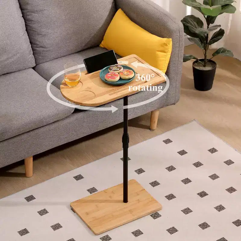 Table d'appoint en C pour canapé, table d'appoint rotative à 360° et réglable en hauteur pour lit, table de plateau TV