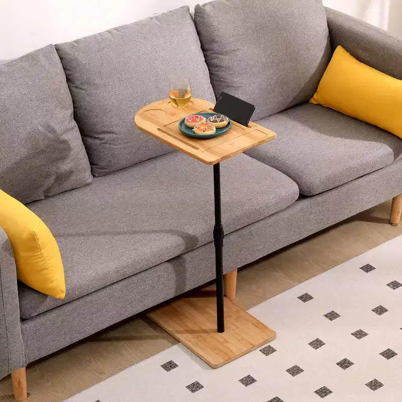 Table d'appoint en C pour canapé, table d'appoint rotative à 360° et réglable en hauteur pour lit, table de plateau TV