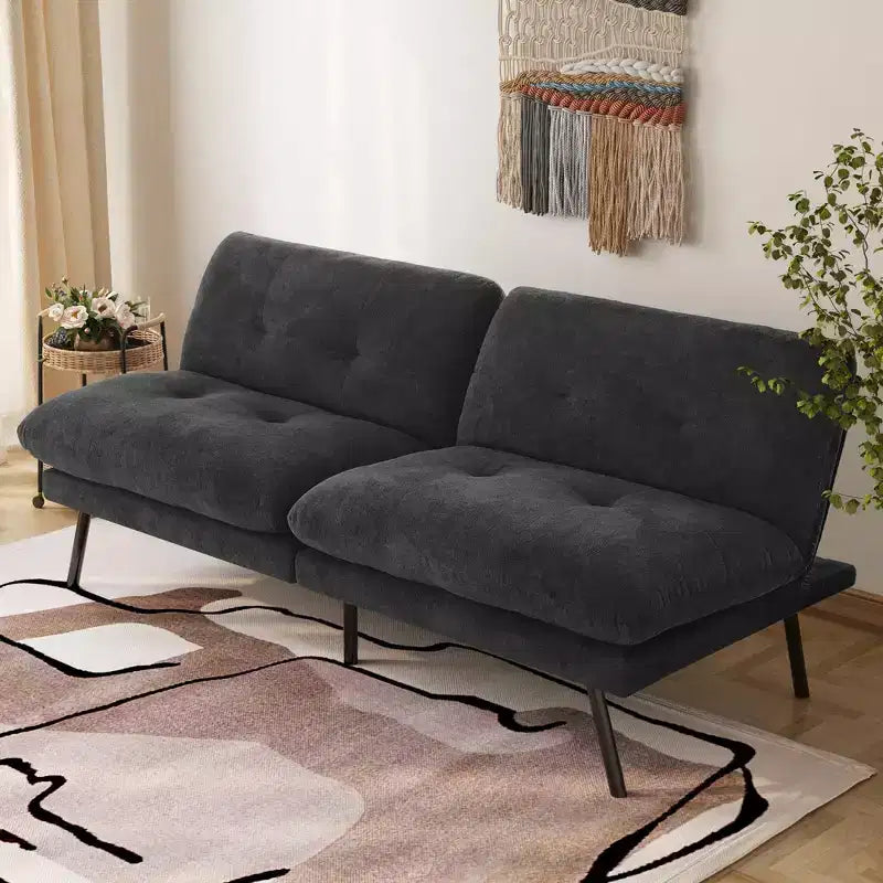 MUUEGM 72 Convertible Futon Sofa Bed, Terry Cloth Couch with Adjustable Backrest & Washable Covers for Small Spaces, Living Room
