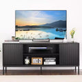 Black TV Stand for 32-65 Inch TV, Modern Entertainment Center with Storage Cabinets, TV Console Table for Living Room