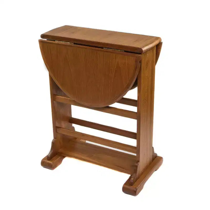 HomeRoots 21 Brown Solid Wood Oval Drop Leaf End Table