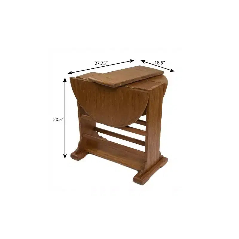 Table d'appoint ovale à abattants en bois massif marron