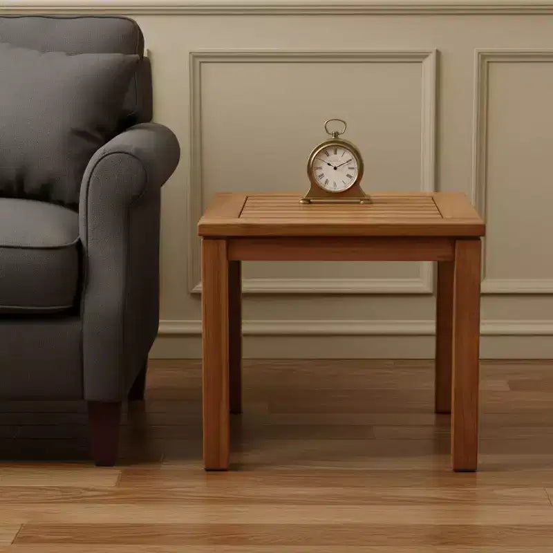 Table d'appoint carrée en bois massif marron