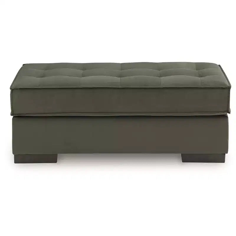 Grand pouf d'appoint, revêtement en polyester capitonné, vert olive